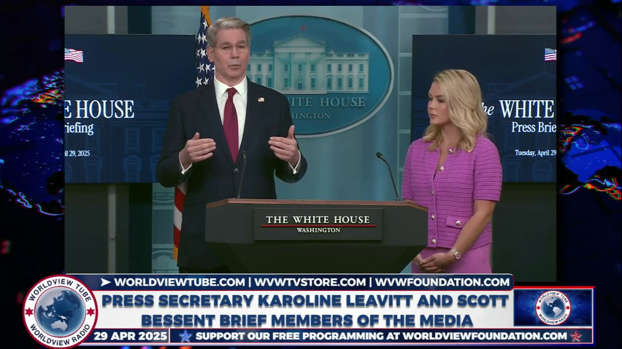 Press Secretary Karoline Leavitt and Scott Bessent Brief Members of the Media