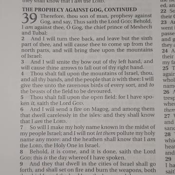 Ezekial 39: the prophecy against GoG continued.