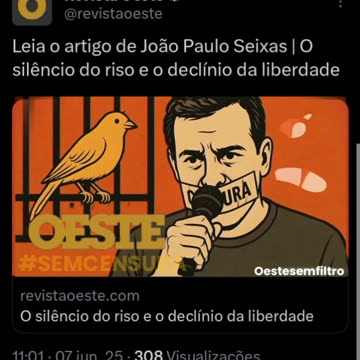 NÃO A CENSURA: OESTE SEM FILTRO E SEM CENSURA.