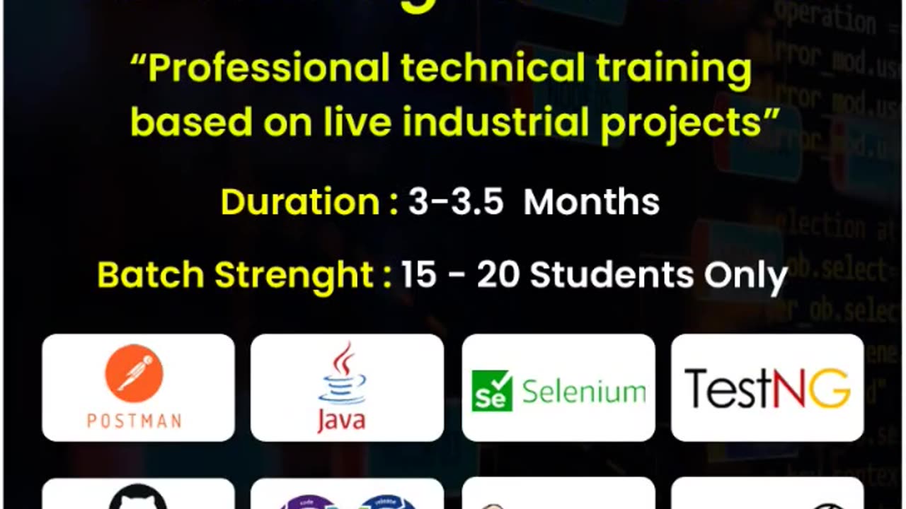 Kickstart your career with our latest API + Automation Testing batch