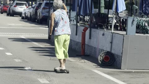 Skateboarding Granny