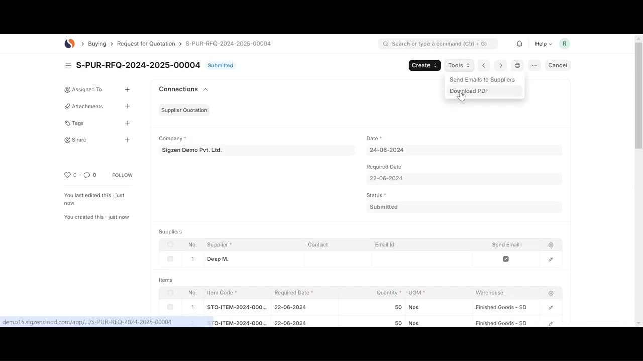 SigzenERP - Optimize Your Supplier Quotation Process