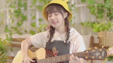 可爱治愈吉他少女