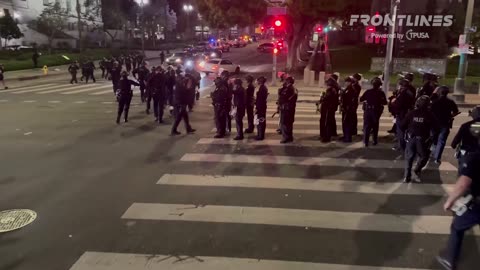 LAPD continues to mobilize in downtown Los Angeles, California as unrest continues,