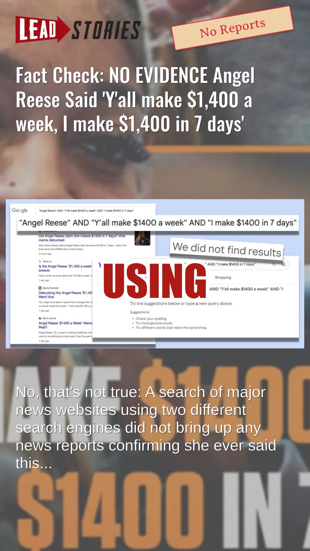 Fact Check: NO EVIDENCE Angel Reese Said Yall make $1,400 a week, I make $1,400 in 7 days