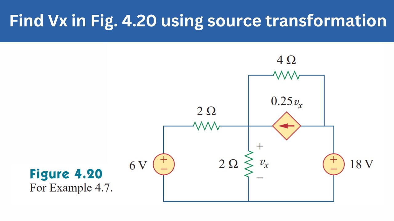 Example 4.7 | Find Vx in Fig. 4.20 using source transformation | FEC 4th Edition