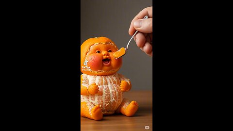 Cute Baby Enjoys Eating an Orange