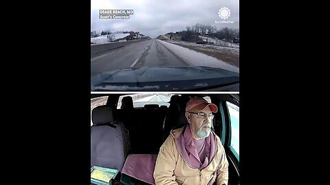 A driver in Missouri narrowly avoided a serious crash in snowy