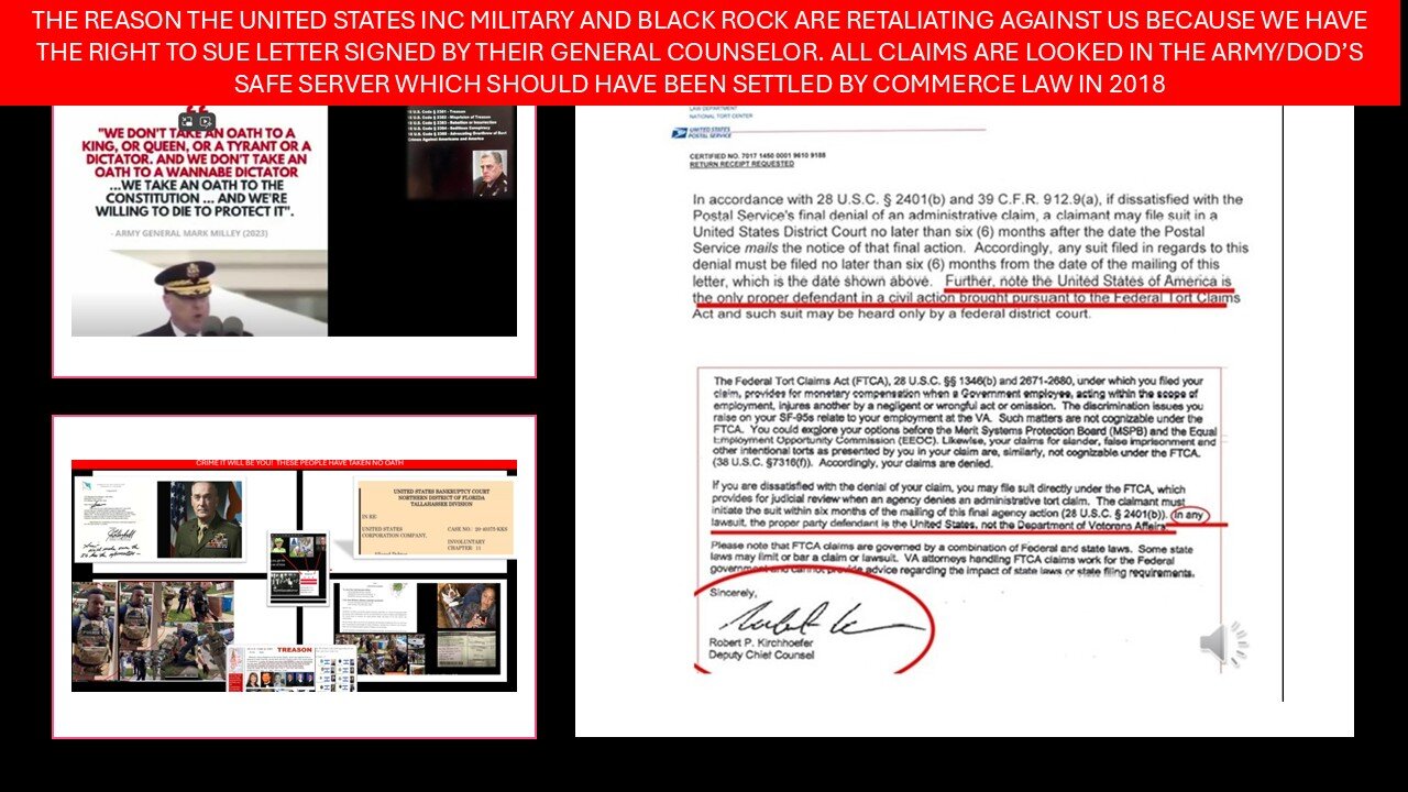 WE HAVE THE RIGHTS TO SUE LETTERS THAT IS WHY THE UNITED STATES & BLACK ROCK WANT US DEAD