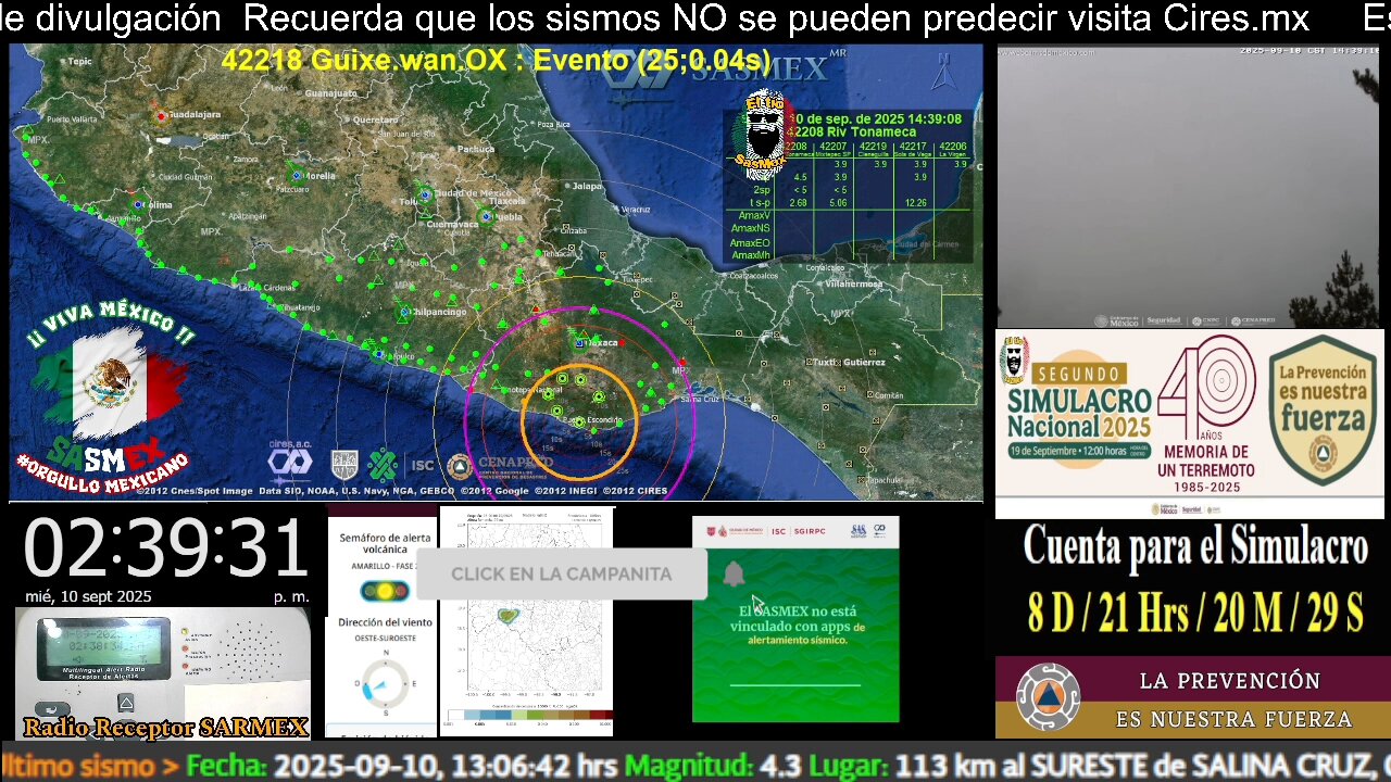 SISMO Magnitud 4.6 Loc 31 km al SURESTE de PUERTO ESCONDIDO, OAX 10/09/25 #noameritoalerta #sasmex
