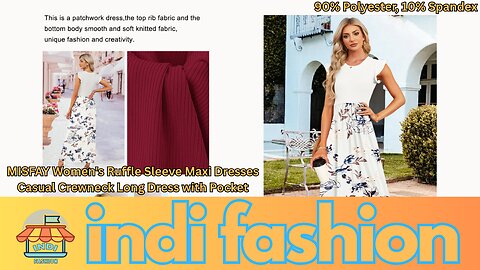 MISFAY Women's Ruffle Sleeve Maxi Dresses Casual Crewneck Long Dress with Pocket