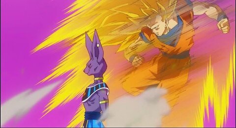 Goku fights Beerus on King Kai's Planet (Battle of the Gods) English DUB