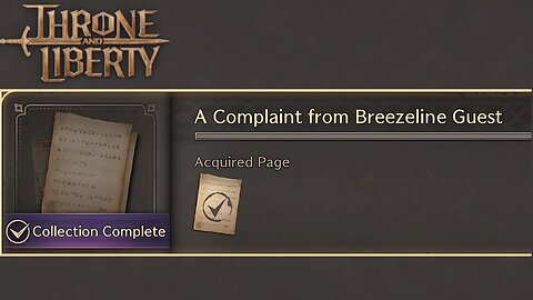 A Complaint from Breezeline Guest - Throne and Liberty Collection