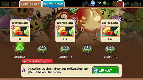 Plants vs Zombies 2 - Plant Nursery - Fire Peashooter - June 2025