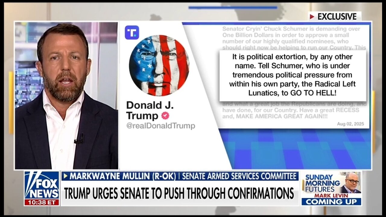 Sen Mullin: Trump Won't Hold Americans Hostage For Schumer