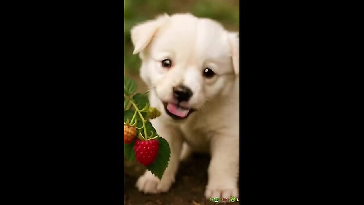 Puppy Eats Raspberry& BECOMES One!