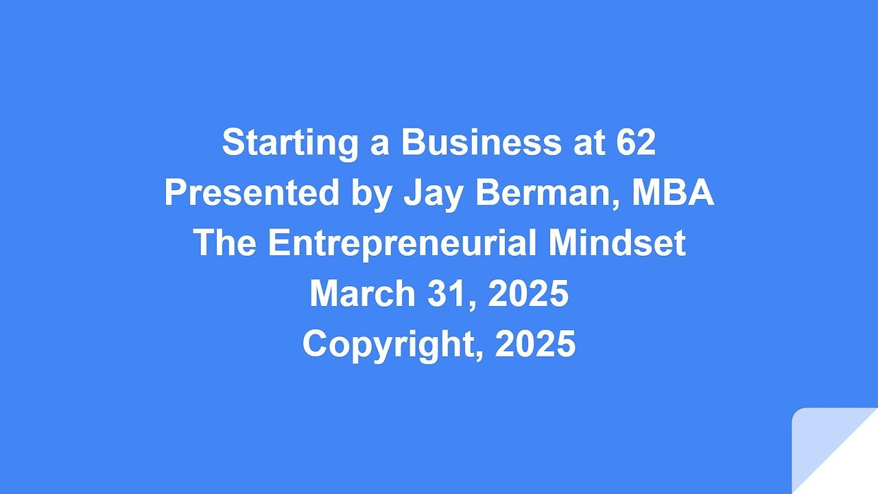 Starting a Business at 62