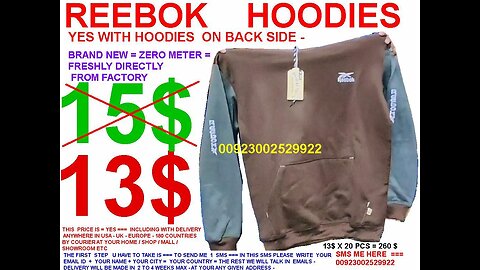 Reebok hoodies , brand new zero meter , with including delivery USA UK ALL EUROPE