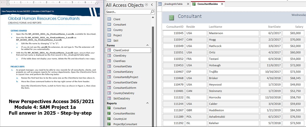 New Perspectives Access 365/2021 | Module 4: SAM Project 1a Global Human Resources Consultants 2025
