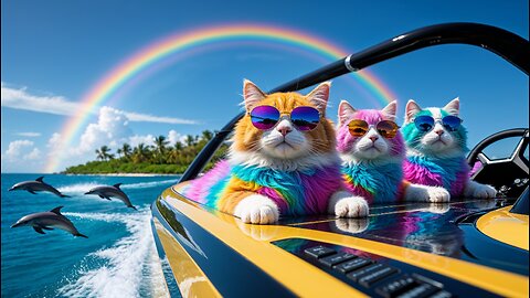 Lazy Legends: Rainbow Cats on Vacation Mode 🐱🌈🏖️#cat #cutecat #kitten