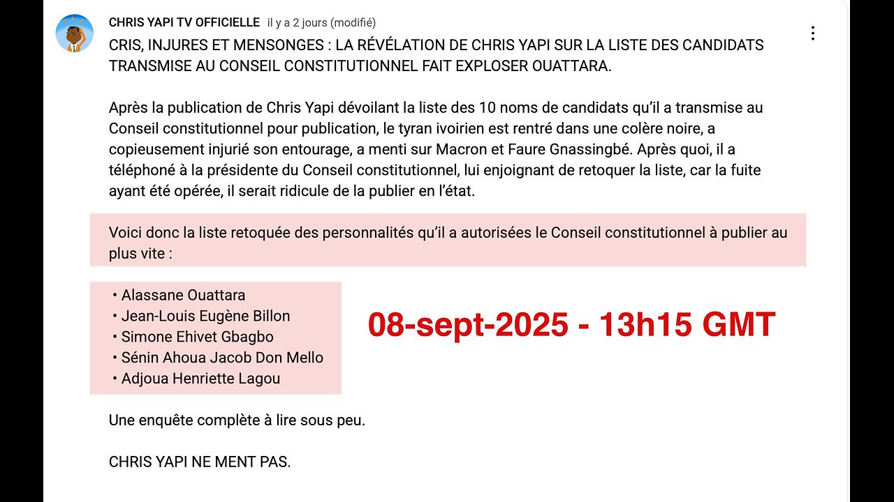 QUAND CHRIS YAPI MET EN COURROUX ADO ET REND LA PRÉSIDENTE DU CONSEIL CONSTITUTIONNEL RIDICULE.