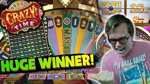 CRAZY TIME 25X CASH HUNT BONUS WIN!
