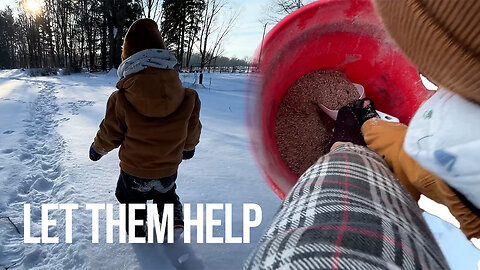 2 Year Old Son Helps Feed The Animals | Morning Chores at Fixer Upper Farm