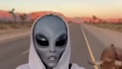 Alien runs with cow 1 - Sora 2 AI VIDEO