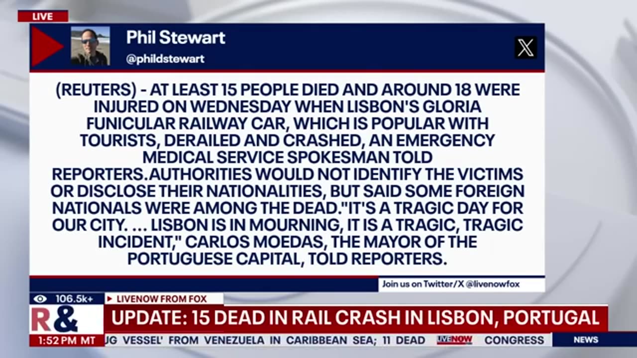 BREAKING: 15 dead in rail crash in Lisbon, Portugal