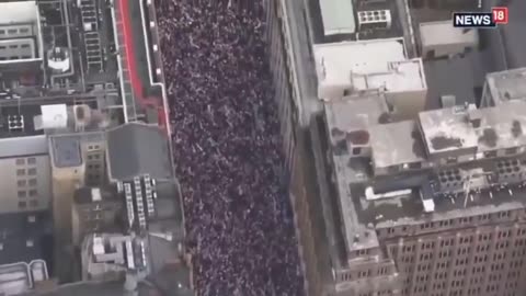 Patriot protest in London today seen from the air