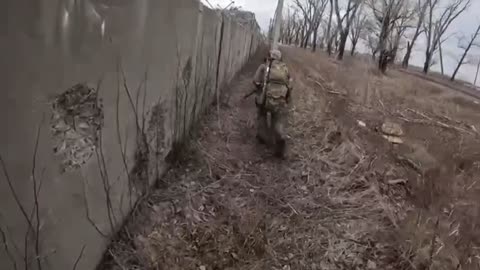 Ukrainian Soldiers Entering Abandoned Russian Bunker