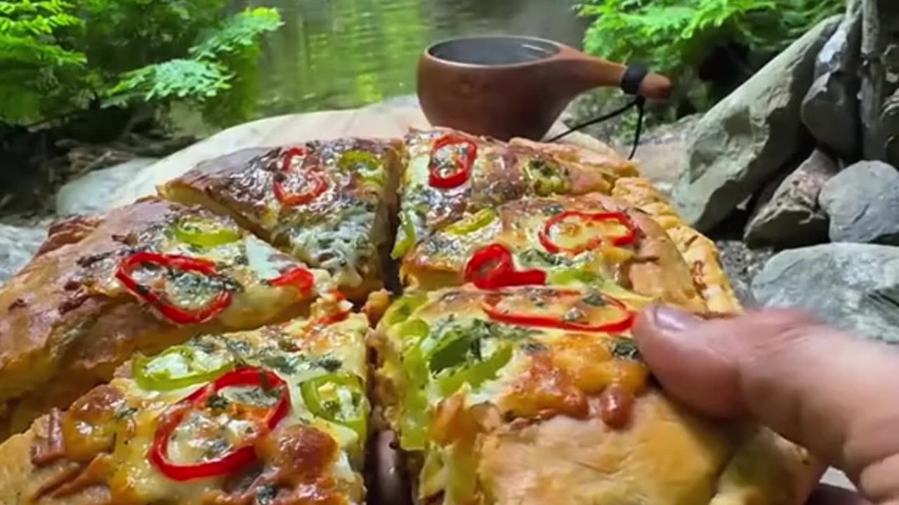 Cooking chicken with sauca in sliced dough 🐓🪵🔥💦