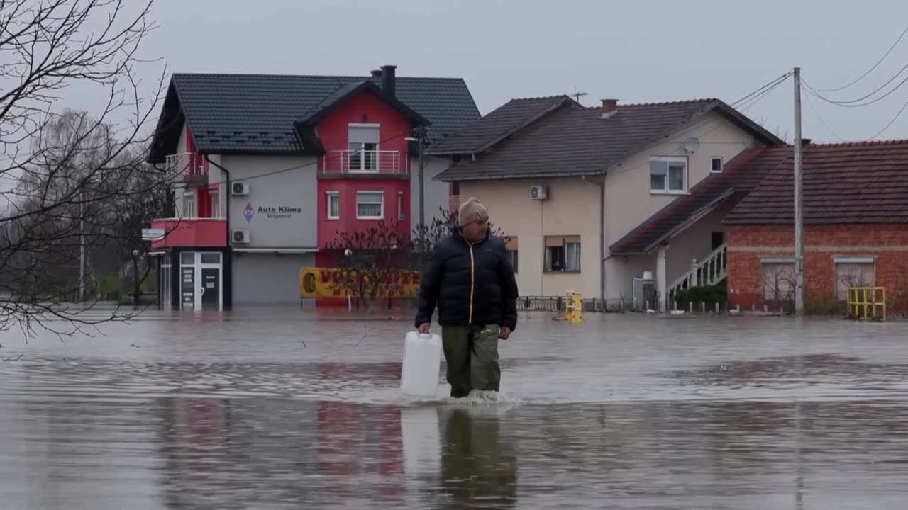 Heavy flood submerges houses in Bosnia's Prijedor
