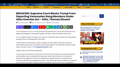 Supreme Court Blocks Trump From Deporting Venezuelan Gang Members