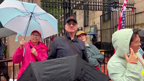 Group of protesters gather outside Columbia University for the 'No Kings' protest