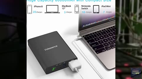 Volessence AC Outlet Portable Laptop Power Bank 110V 60000mAh 130W Laptop Charge