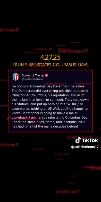 Trump Reinstates Columbus Day 04-27-2025