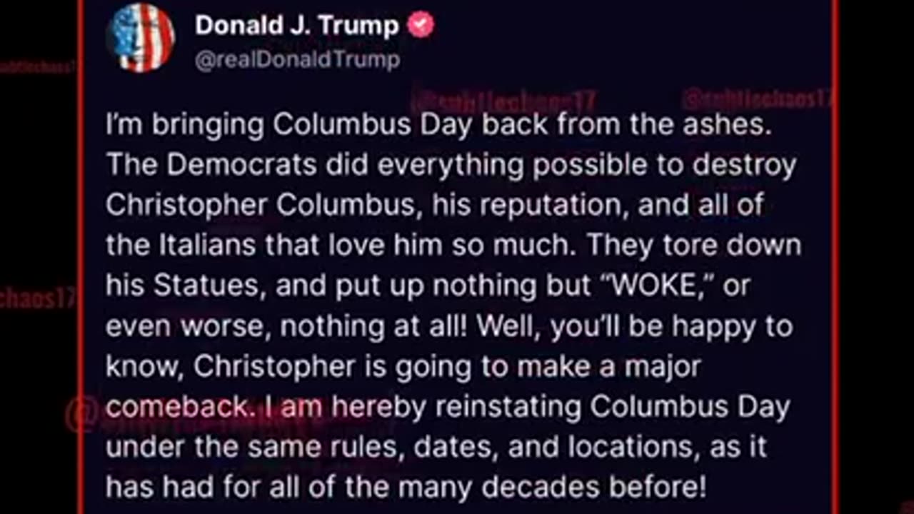 Trump Reinstates Columbus Day 04-27-2025