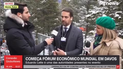 O assassino do Sul Eduardo Leite fala em Davos com Globolixo News 2023. 20 de jan.