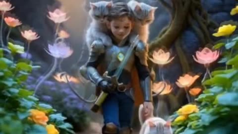 Magical Boy Warrior & His Cat Guardians