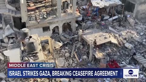 Israel breaches the ceasefire and restarts airstrikes.