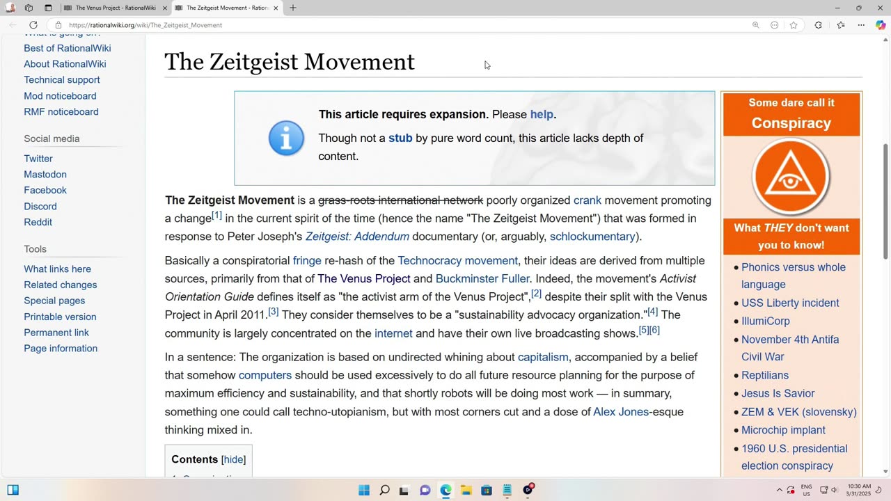 Rational Wiki is a joke! - the zeitgeist movement and the venus project