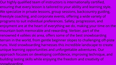 Vivid Snowboarding | Professional Snowboard School in Verbier