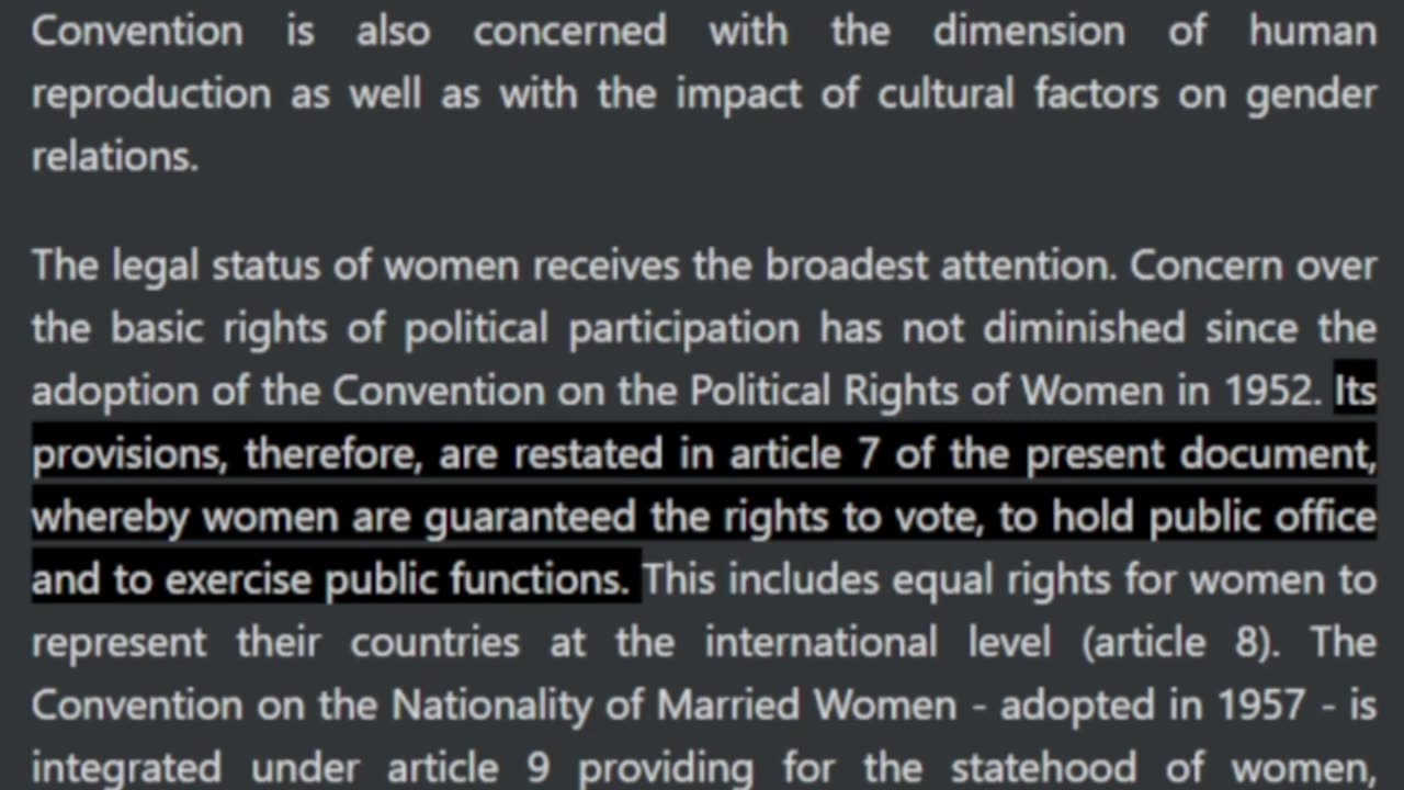 UN Convention on the Elimination of All Forms of Discrimination against Women (CEDAW) reading
