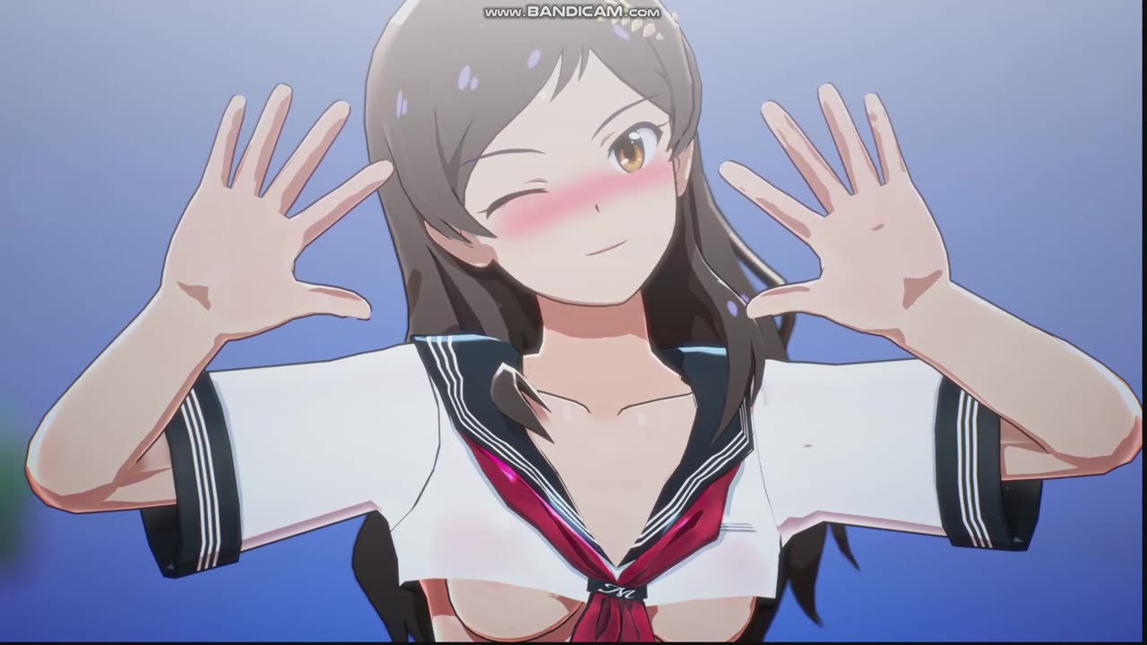 A group of idols dressed in erotic high school uniforms are dancing on the dance floor
