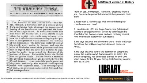 1851 News Article Jew Predicts Downfall of Anglo Saxon Race