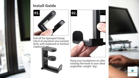 Rotating Headphone Stand - EURPMASK PC Gaming Headset Stand, Adjustable Clamp-on Headphone