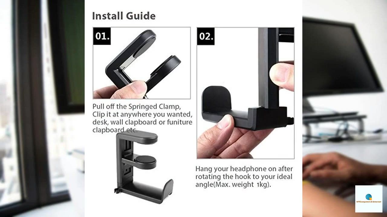 Rotating Headphone Stand - EURPMASK PC Gaming Headset Stand, Adjustable Clamp-on Headphone