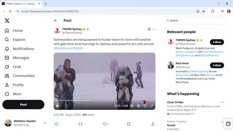 7 News Sydney Big Freeze report has comms about the Storm being on the Cabal in Australia