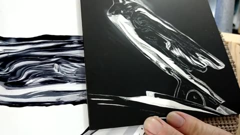 Scratchboard Drawing of a Chrome Goddess WIP